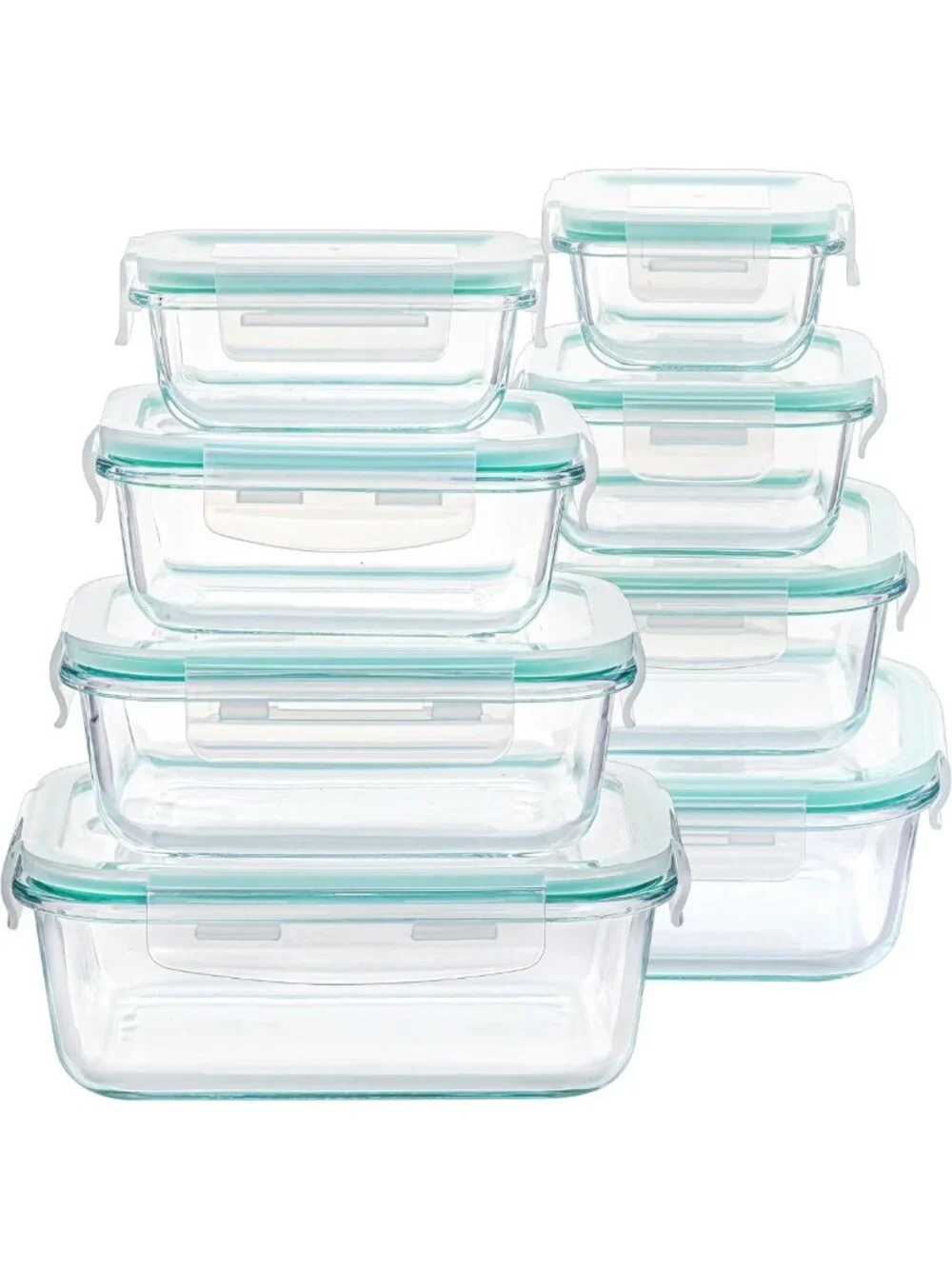 8 Pack Glass Meal Prep Containers with Airtight Lids - BPA Free, Microwave